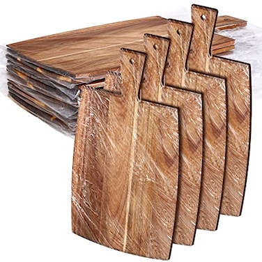 Patelai 12 Packs Wooden Cutting Board Set with Handles Large Kitchen Serving Plain Chopping Board Bulk Gifts for Mom for Vegetables Meat Pizza Cheese Fruit BreadAcacia Wood17 x 10 Inch