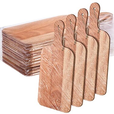 Patelai 12 Packs Wooden Cutting Board Set with Handles Large Kitchen Serving Plain Chopping Board Bulk Gifts for Mom for Vegetables Meat Pizza Cheese Fruit BreadWalnut15 x 7 Inch