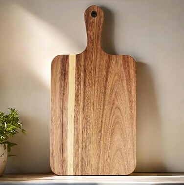 ZeQi Acacia Wood Cutting Board with Handle 137X7 Charcuterie BoardServing BoardCheese Bread Vegetables Fruits Serving Board Rectangular