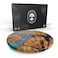 Designium Handmade Olive Wood Round Resin Cheese Charcuterie Board Circular Decorative Epoxy Cutting Board with Unique Blue Resin Artwork Ocean Oasis Design