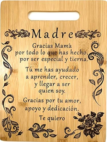 Joel's Picks Gift for mom SpanishRegalo para el poema de mamTabla de cortar de bamb grabada nicaMadre poema 22x30cm