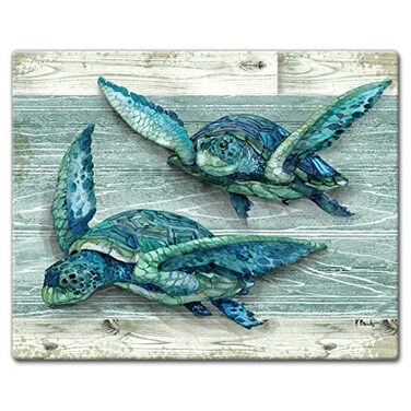 Counterart CounterArt Northpoint Turtles 3mm Tempered Glass Cutting Board Serving Board Charcuterie Board 15 x 12