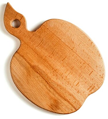 ECOSALL Appleshaped Solid Wood Cutting Board With Handle For Fruit Veggies Cheese Small Wooden Bread Board Cheese Serving Platter Round Charcuterie Board 100 Natural Reversible Presentable