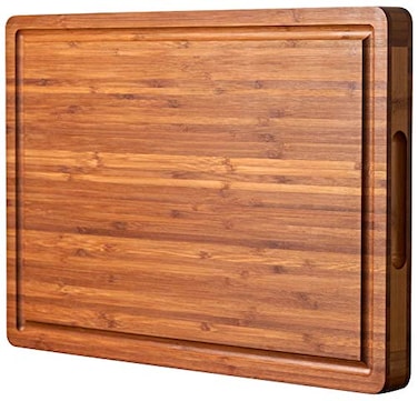 Allsum XL Cutting Board for Kitchen 20x15 Extra Large 1 Thick Bamboo Wood Butcher Chopping Block Cheese Board Durable Reversible with Juice Grooves and Handles