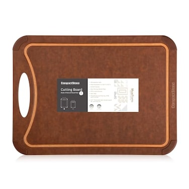 CompactStone Cutting Board with NonSlip Feet and Juice Groove for Kitchen Wood Fiber Composite 173Inch by 128Inch Brown