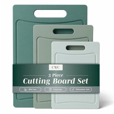 COOK WITH COLOR NonSlip Cutting Board Set Kitchen Essentials with Easy Grip Handle for Meat Veggies and Fruits 3 Cutting Boards Mint