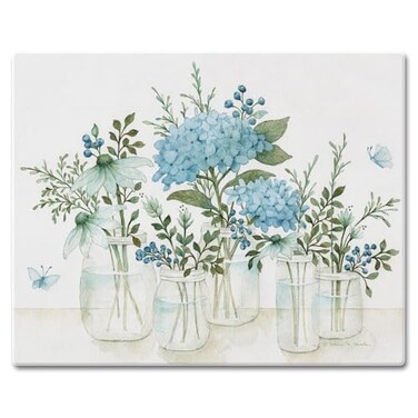 Counterart CounterArt Mason Jar Florals 3mm Tempered Glass Cutting Board 15 x 12 Serving Board Charcuterie Board