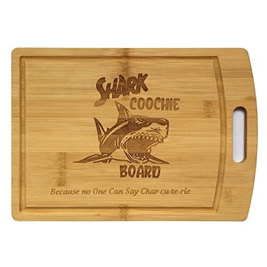 Rider mike Shark Coochie Charcuterie BoardsBamboo Cutting BoardWith Juice GroovesLaser Engraved PatternCharcuterie Board 11x8 in