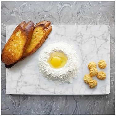 Yew & Yew Tulip 16x10 White Marble Board with NonSlip Rubber Feet Dough Pastry and Cutting Board