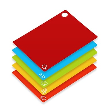 Goodluck GoodLuck 5 Pieces Flexible Cutting Boards with Hanging Hole BPA Free Plastic Cutting Boards for Kitchen Non Slip Cutting Mat for Meat and Vegetables