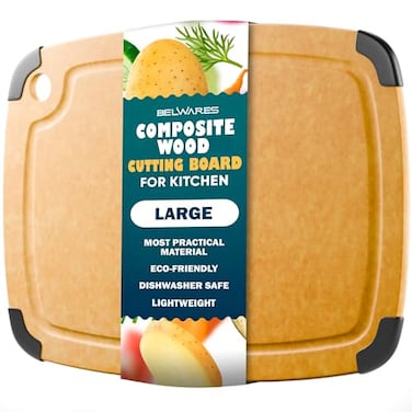 Belwares Dishwasher Safe Cutting Boards for Kitchen Large 145 x 1125 Composite Wood Chopping Board with Juice Groove NonSlip Lightweight EcoFriendly Design Meal Prep Board for Meat Veggies Fruit