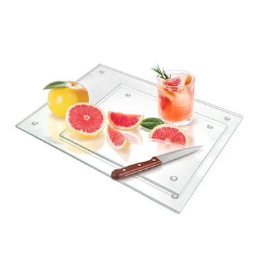 Seelenruhe Tempered Glass Cutting Boards for Kitchen Counter Clear Cutting Boards for Countertop NonSlip HeatResistant Easy to Clean Kitchen Decoration 16x12 12x8 2PCS