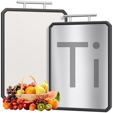 New England Titanium Cutting Boards for Kitchen Large 16x11 Inch Pure Titanium and Wheat Straw PP Double Sided Chopping Board Dishwasher Safe Easy to Clean