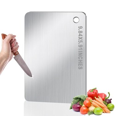 BLOCE Titanium Cutting Board for Kitchen Metal Non Stick Chopping Board Upgrade Double Sided FoodGrade Titanium Board for Kitchen for Meat Cheese Vegetable Mini 95 6 Inch