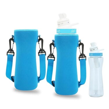 Booge 2 Pcs Sleeve Compatible with Cirkul 32 oz Water Bottle Neoprene Water Bottle Sleeve with Adjustable Shoulder Strap Blue