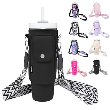 HATOTO Water Bottle Holder with Strap for Stanley Cup 4030oz Insulated Neoprene Stanley Cup Holder with Strap for Tumbler with Handle Stanley Carrier Bag Crossbody Bag for Walking