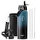 BUZIO Insulated Water Bottle with Straw Lid and Flex Cap 24 oz Modern Double Vacuum Stainless Steel Water Flask Cold for 48 Hrs Hot for 24 Hrs Simple Thermo Canteen Mug Indigo Black