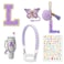 LAMOOER Cup Accessories Set for Stanley Cup 30oz 40oz Water Bottle Cup Handle Strap Letter Charms Sticker Butterfly Straw Cover Topper Purple L