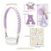 LAMOOER Cup Accessories Set for Stanley Cup 30oz 40oz Water Bottle Cup Handle Strap Letter Charms Sticker Butterfly Straw Cover Topper Purple L