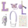 LAMOOER Cup Accessories Set for Stanley Cup 30oz 40oz Water Bottle Cup Handle Strap Letter Charms Sticker Butterfly Straw Cover Topper Purple L