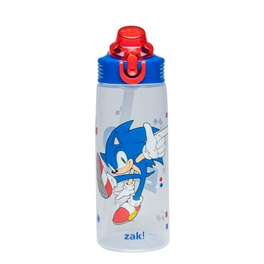 Zak Designs Sonic the Hedgehog Sage Water Bottle For School or Travel 25oz Durable Plastic Water Bottle With Straw Handle and LeakProof PopUp Spout Cover Sonic