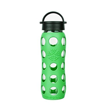 Lifefactory 22Ounce BPAFree Glass Water Bottle with Classic Cap and Protective Silicone Sleeve Moss