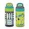 Zak Designs 16oz Riverside Beach Life Kids Water Bottle with Straw and Built in Carrying Loop Made of Durable Plastic LeakProof Design for Travel 2PK Set