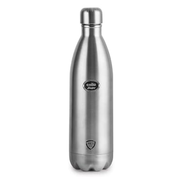 Cello Swift Stainless Steel Vacuum Insulated Flask with Screw Lid Leak Proof Double Walled Silver Bottle for Home Office Travel 34oz Silver