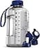 AQUAFIT 64 oz Water Bottle with Time Marker Straw Chug Lid BPA Free Half Gallon Gym Water Bottle with Handle Big Gallon Jug Clarity 64 Ounces