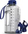 AQUAFIT 64 oz Water Bottle with Time Marker Straw Chug Lid BPA Free Half Gallon Gym Water Bottle with Handle Big Gallon Jug Clarity 64 Ounces