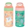 Zak Designs 16oz Riverside Kids Water Bottle with Spout Cover and Builtin Carrying Loop Made of Durable Plastic LeakProof Water Bottle Design for Travel Unicorn Shells Pack of 2