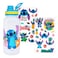Silver Buffalo Disney Lilo and Stitch Tropical Island Vibes Twist Spout Plastic Water Bottle with Stickers You Stick Yourself 32 Ounces