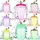 Patelai 8 Pcs Cute Water Bottles with Straw Kawaii Watermelon Ice Cream Cups Leak Proof Drinking Bottles with Adjustable Shoulder Strap for Sports Travel CampingClassic Style