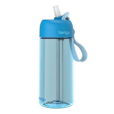 Bentgo Kids Water Bottle LeakProof Durable Tritan PFAS BPAFree 15 fl oz KidsToddlers Ages 3 for School Sports Bite Sip Spout Carrying Handle Dishwasher Safe Blue