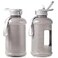 H2O Capsule INSPO Half Gallon Water Bottle with Time Marker and Straw Motivational Hydration Tracker Jug Big BPAFree FoodSafe Leakproof Drinking Bottle Handle Strap Ash Gray