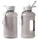 H2O Capsule INSPO Half Gallon Water Bottle with Time Marker and Straw Motivational Hydration Tracker Jug Big BPAFree FoodSafe Leakproof Drinking Bottle Handle Strap Ash Gray