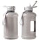 H2O Capsule INSPO Half Gallon Water Bottle with Time Marker and Straw Motivational Hydration Tracker Jug Big BPAFree FoodSafe Leakproof Drinking Bottle Handle Strap Ash Gray