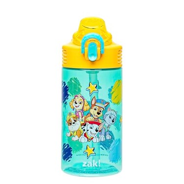 Zak Designs PAW Patrol Sage Water Bottle For School or Travel 16oz Durable Plastic Water Bottle With Straw Handle and LeakProof PopUp Spout Cover Chase Marshall Skye Rubble Everest
