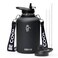 Coolflask 64oz Insulated Water Bottle with Strap Half Gallon Large Water Jug with Straw Spout Lids Double Wall Stainless Steel Metal Flask Keep Cold 48h Hot 24h Leak ProofNonBPA Magic Black