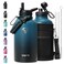 Topre 64 oz Insulated Water BottleHalf Gallon Water Flask Stainless Steel Vacuum Cold for 48 HrsBPAFree Leakproof with Paracord Handle StrapStraw Spout LidsLarge Jug for GymIndigo Black
