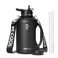 Coolflask Half Gallon Water Bottle with Handle 64 oz Insulated Stainless Steel Water Jug Metal DoubleWalled Vacuum Large Flask With Strap Straw Leakproof Keep Cold 48 Hrs Hot 24hrs Magic Black