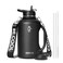 Coolflask Half Gallon Water Bottle with Handle 64 oz Insulated Stainless Steel Water Jug Metal DoubleWalled Vacuum Large Flask With Strap Straw Leakproof Keep Cold 48 Hrs Hot 24hrs Magic Black