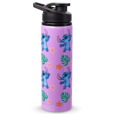 Silver Buffalo Disney Lilo and Stitch Tropical Sitting Stitch Double Walled Stainless Steel Water Bottle 25 Ounces