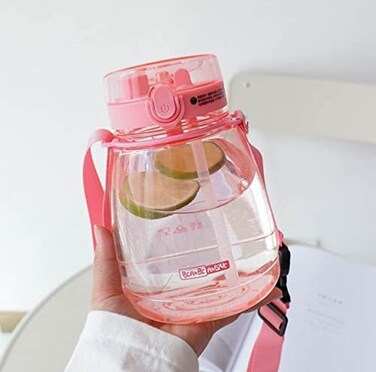 MOIOIBE Pink Cute Water Bottles Upgrade 45oz Water Bottles Photo Artifact with Shoulder Strap Suitable for Travel
