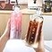 JZSMY Glass Ins Creative Girls Water Bottle Japanese Style Drinking Bottle with Time Scale 750ml Transparent