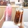 JZSMY Glass Ins Creative Girls Water Bottle Japanese Style Drinking Bottle with Time Scale 750ml Transparent