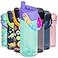Elemental Water Bottles for Kids Splash Kids Water Bottle for School with Popit Handle BPA Free Tritan Plastic Water Bottle with Straw Leak Proof when Spout is Closed Blue Tie Dye 18oz