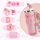 3tyto 15PCS Cup Accessories Set for Stanley Cup 30oz 40oz Tumbler with Handle Including Silicone Straw Cover and Boot Spill Proof Stopper Stanley Charms Handle Charm Initials Sticker Letter D Pink