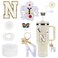 3tyto 15Pcs Cup Accessories Set for Stanley Cup 30oz 40oz Tumbler with Handle Including Silicone Straw Cover and Boot Spill Proof Stopper Stanley Charms Handle Charm Initials Sticker Letter N White