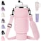 AceTreker Water Bottle Carrier Bag for Stanley 3040oz Tumbler with Handle Simple Modern Sling Holder with Strap 2 Pockets Neoprene Metal Water Bottle Carrying AccessoriesLight Pink